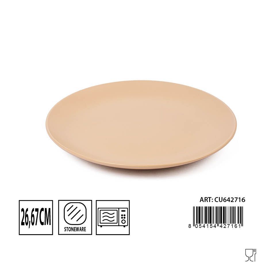Plato plano mate arena 26.67 cm - Cerámica