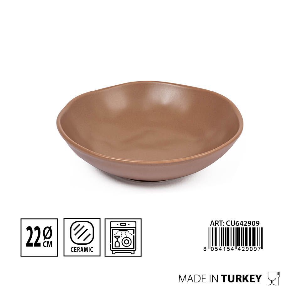 Plato hondo orgánico 22 cm color beige - Cerámica