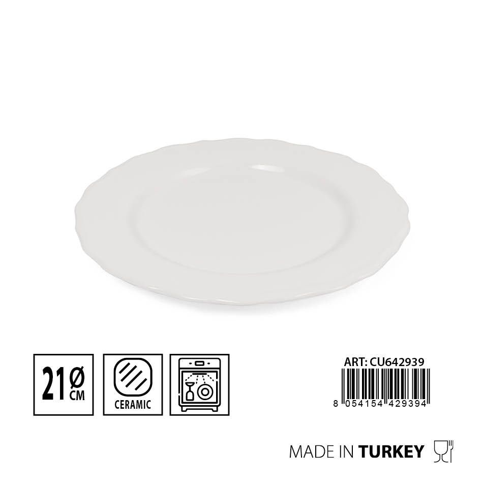 Plato plano Julieta 21 cm blanco - Cerámica y vajilla