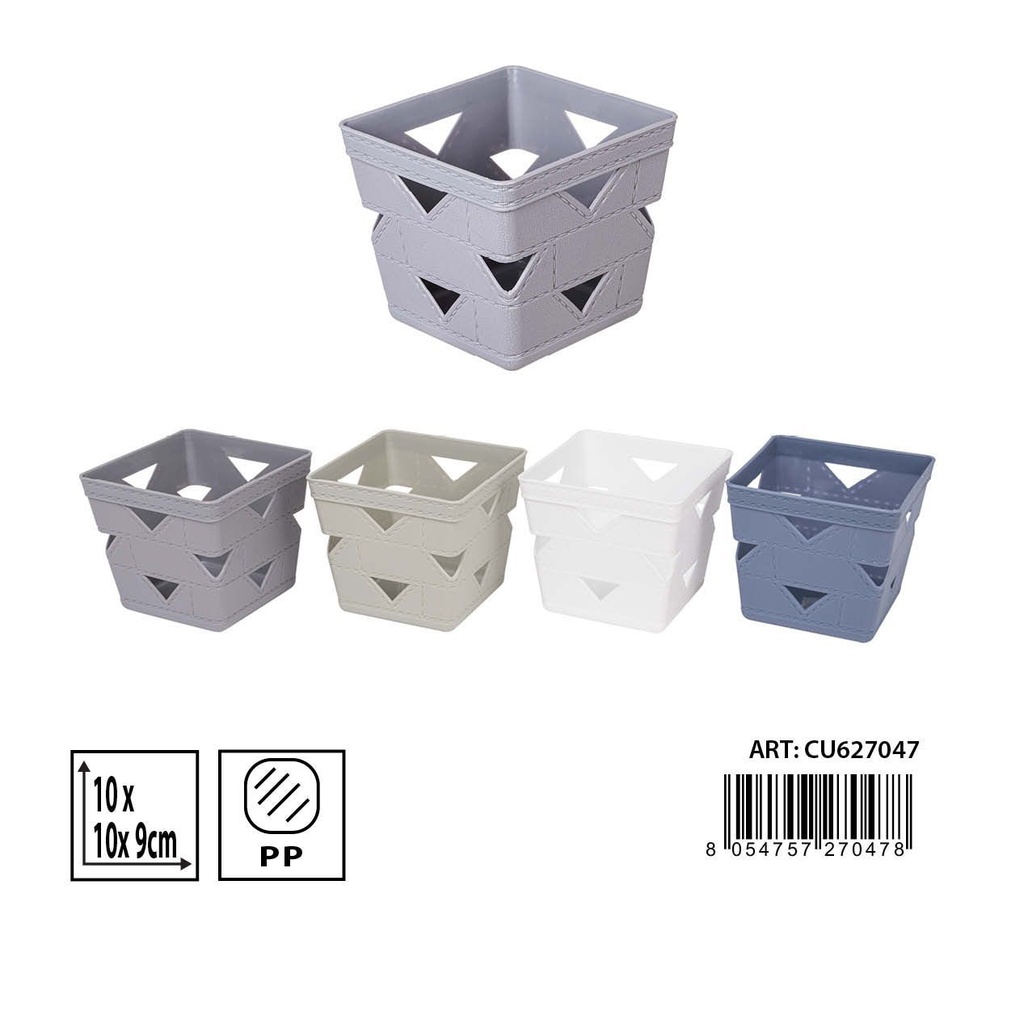 Cesta multiusos cuadrada 10x10x9 cm - Artículos de plástico