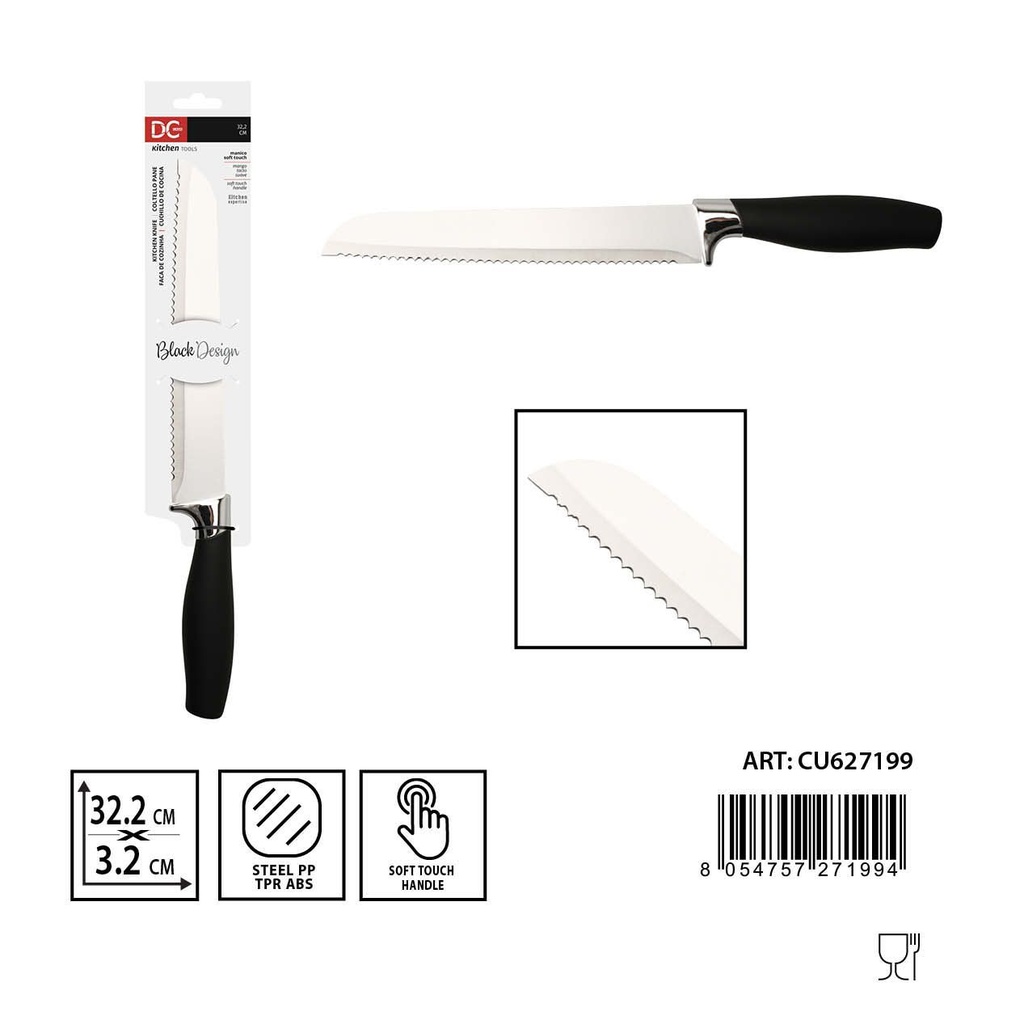 Cuchillo para pan tacto suave 32.2x3.2x2.5 cm