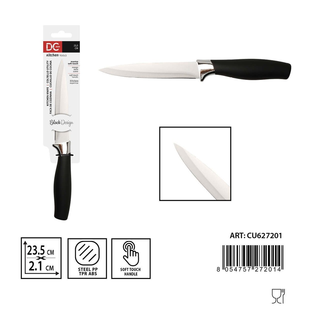 Cuchillo de utilidad de tacto suave 23.5x2.1x2.3cm para cocina