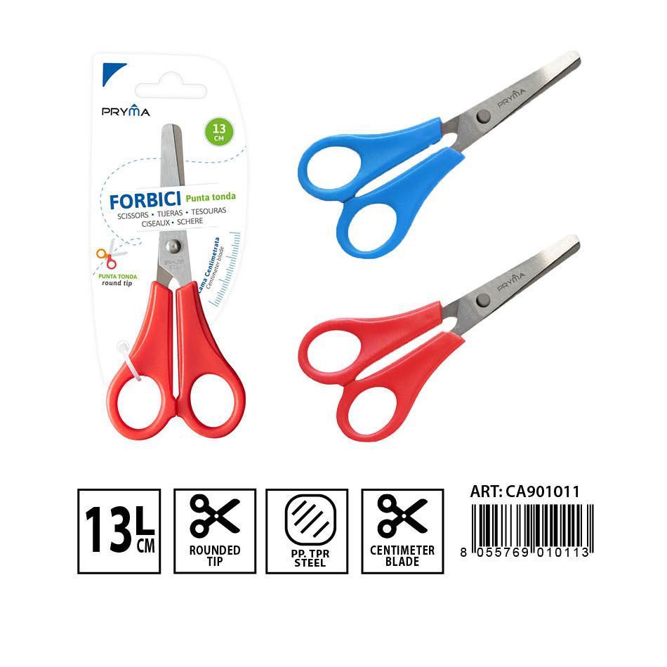 Tijeras con regla de cabeza redonda 13 cm - Herramientas de papelería