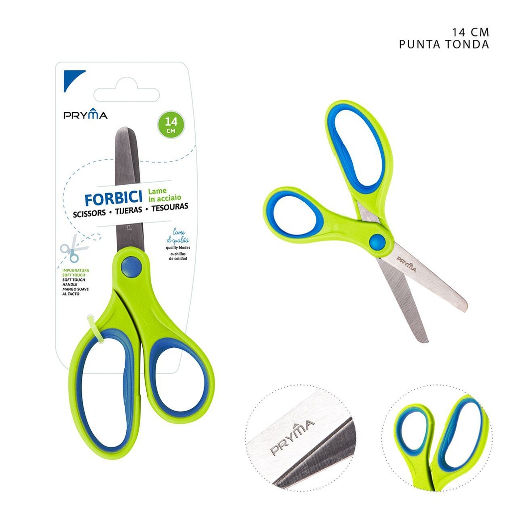 Tijeras Soft Touch bicolor cabeza redonda 14CM - Utensilios de papelería