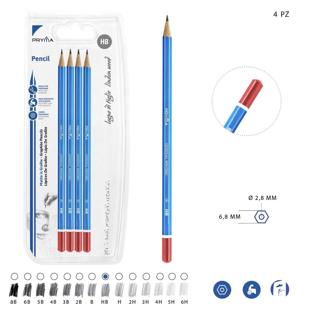 Lápiz de grafito HB 4PZ azul - Utensilios de escritura
