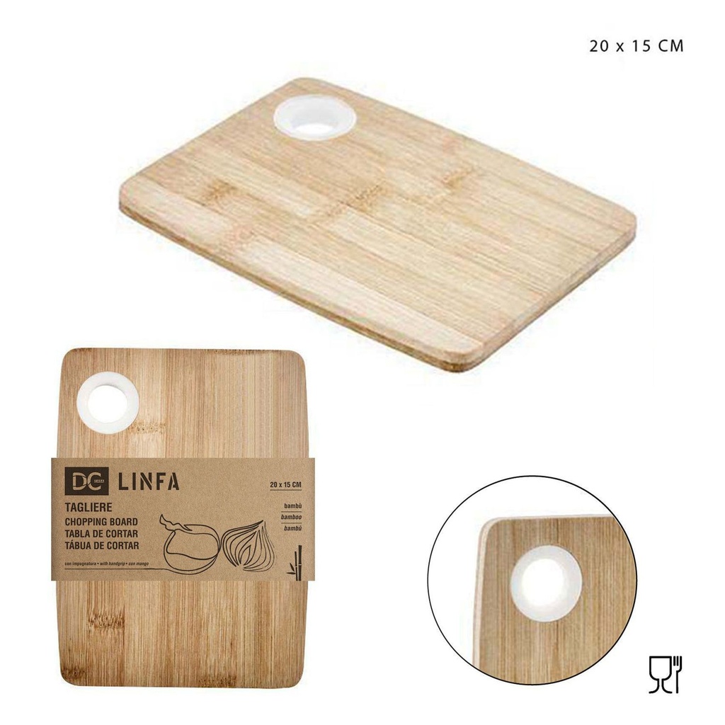 Tabla de bambú con empuñadura 20x15cm - Utensilios de cocina