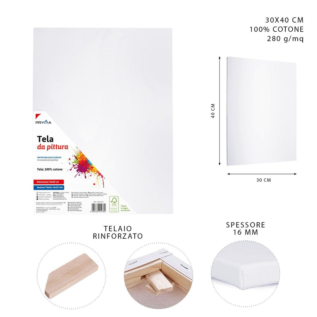 Lienzo 30x40x1.6 cm - Materiales de bellas artes