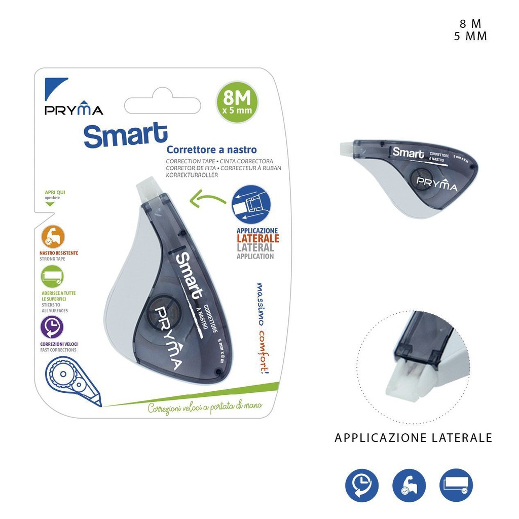 Cinta correctora Smart 5mm x 8m negro para corregir escritura