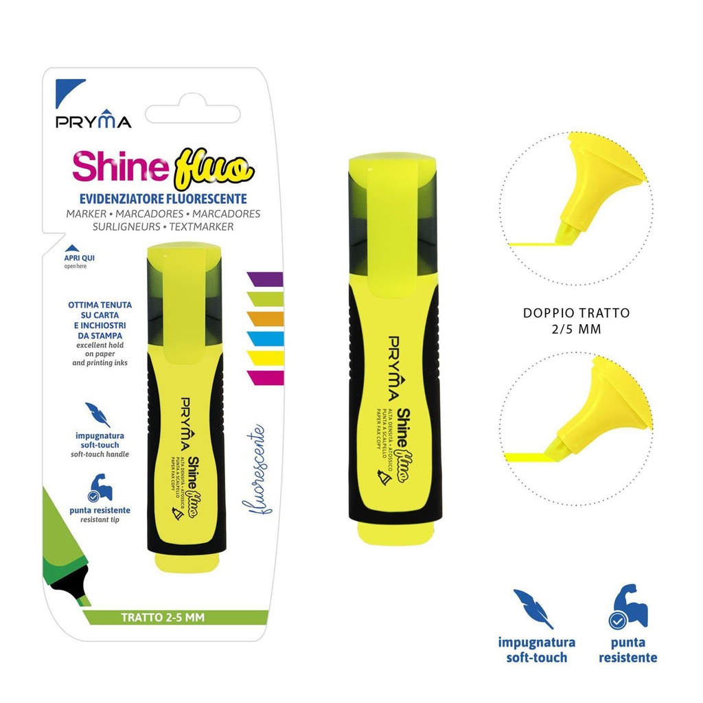  resaltador amarillo fluorescente con punta plana de 2/5 mm - Material de escritura