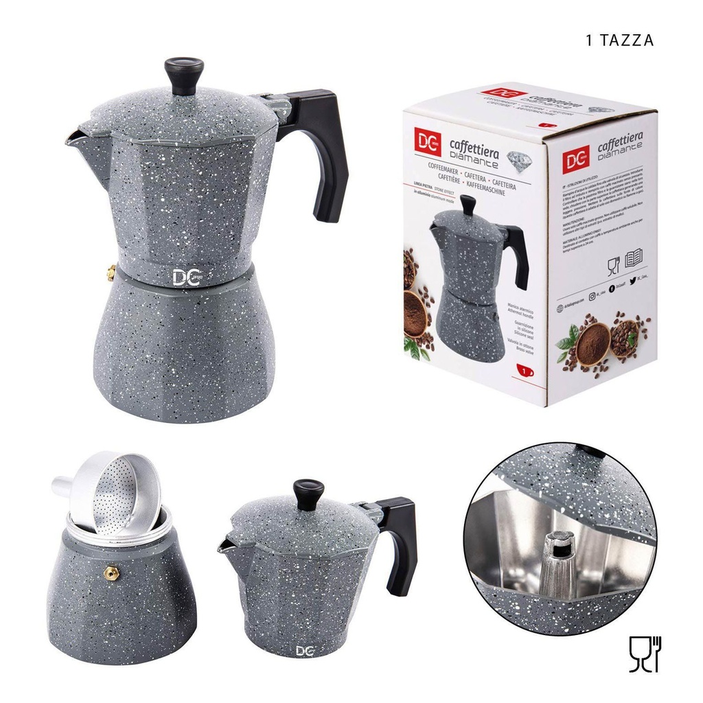 Cafetera italiana de mármol gris 1 TZ - Utensilios de café