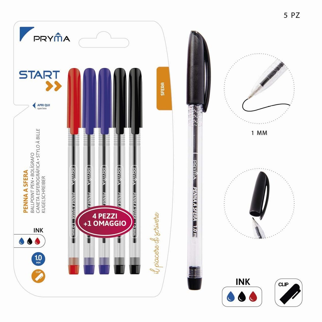 Bolígrafo con tapa 1MM surtido (5 unidades) - Accesorios de escritura