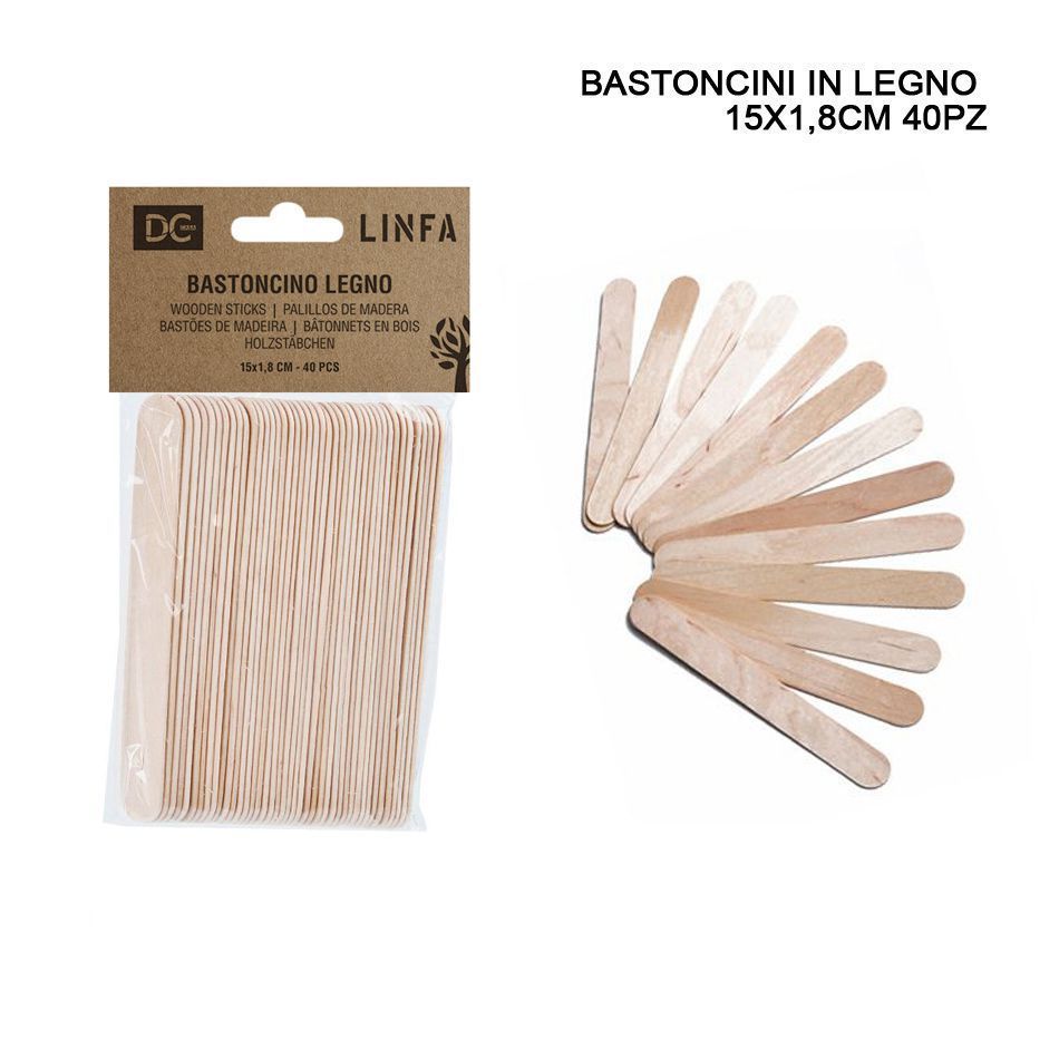 Palos de madera para helado 15x1.8cm 40 piezas - Accesorios de cocina y palitos