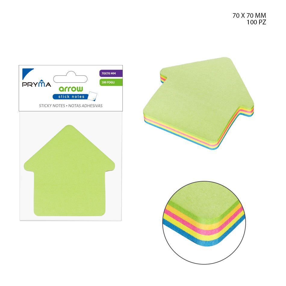 Nota adhesiva flecha 70x70mm 100p - Material de oficina y papelería