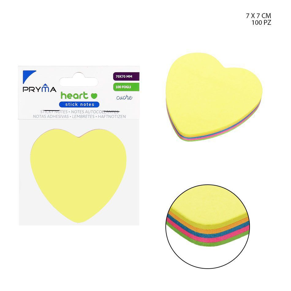 Nota adhesiva corazón 70x70mm 100p - Material de oficina y papelería