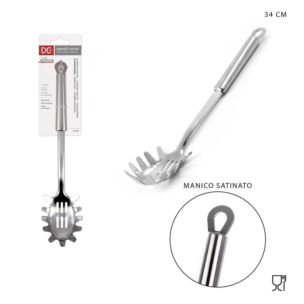Cuchara para espagueti de acero 34x7 cm - Utensilios de cocina