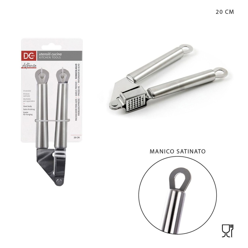 Prensa ajos acero satinado 20x5.5 cm - Utensilios de cocina