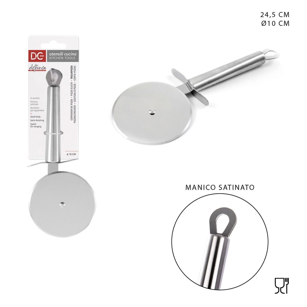 Cortador de pizza de acero satinado 24.5x10cm - Utensilios de cocina