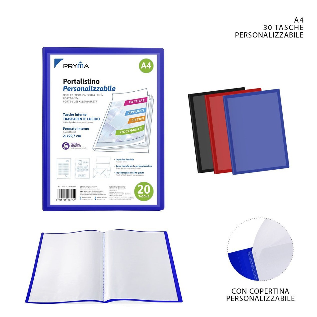 Carpeta flexible con portada reemplazable A4 30 páginas - Carpetería y organización