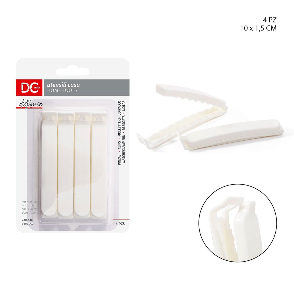 Clips de cierre para bolsa 10x1.5cm 4pzs - Accesorios de cocina