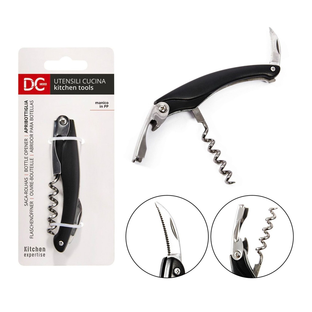 Abridor de botellas seahorse negro 11 cm - Utensilios de cocina y abridores