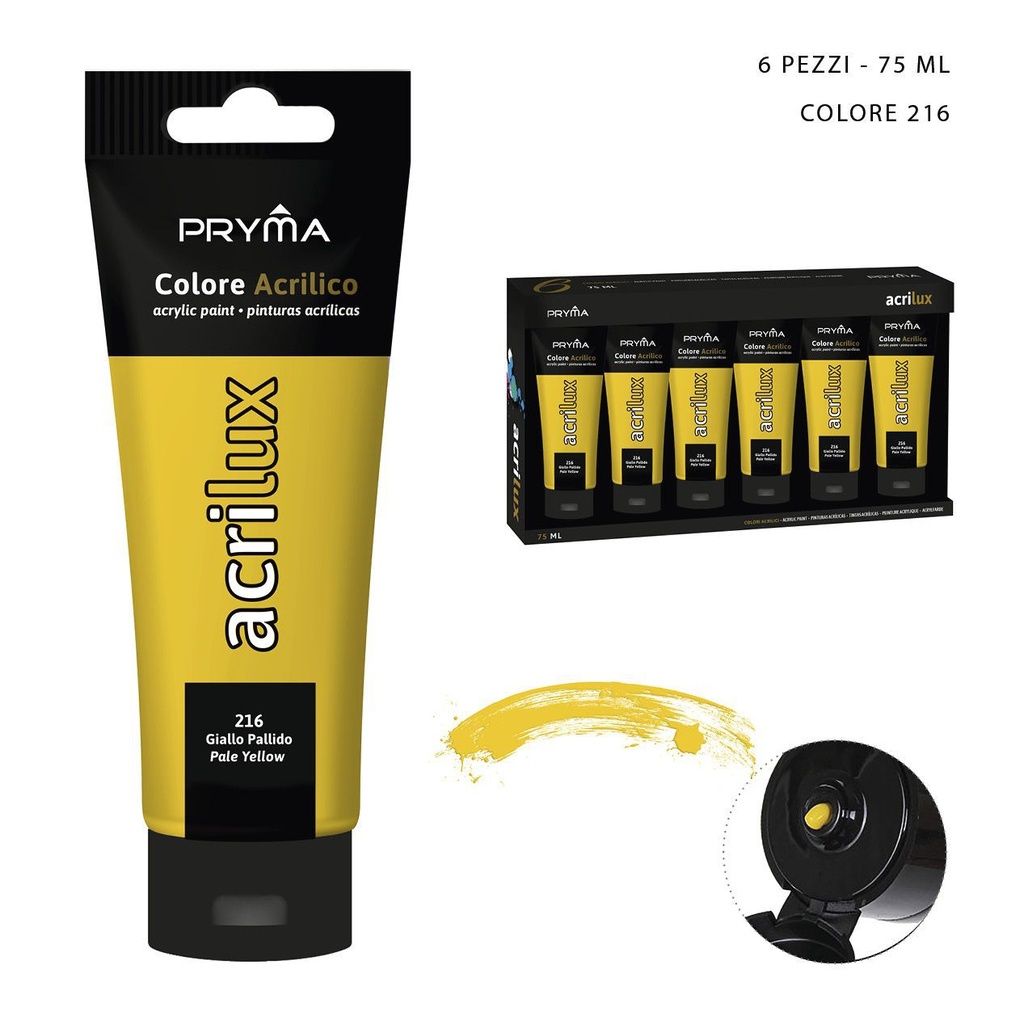 Pintura acrílica 75ML N.216 amarillo pálido - Material de arte