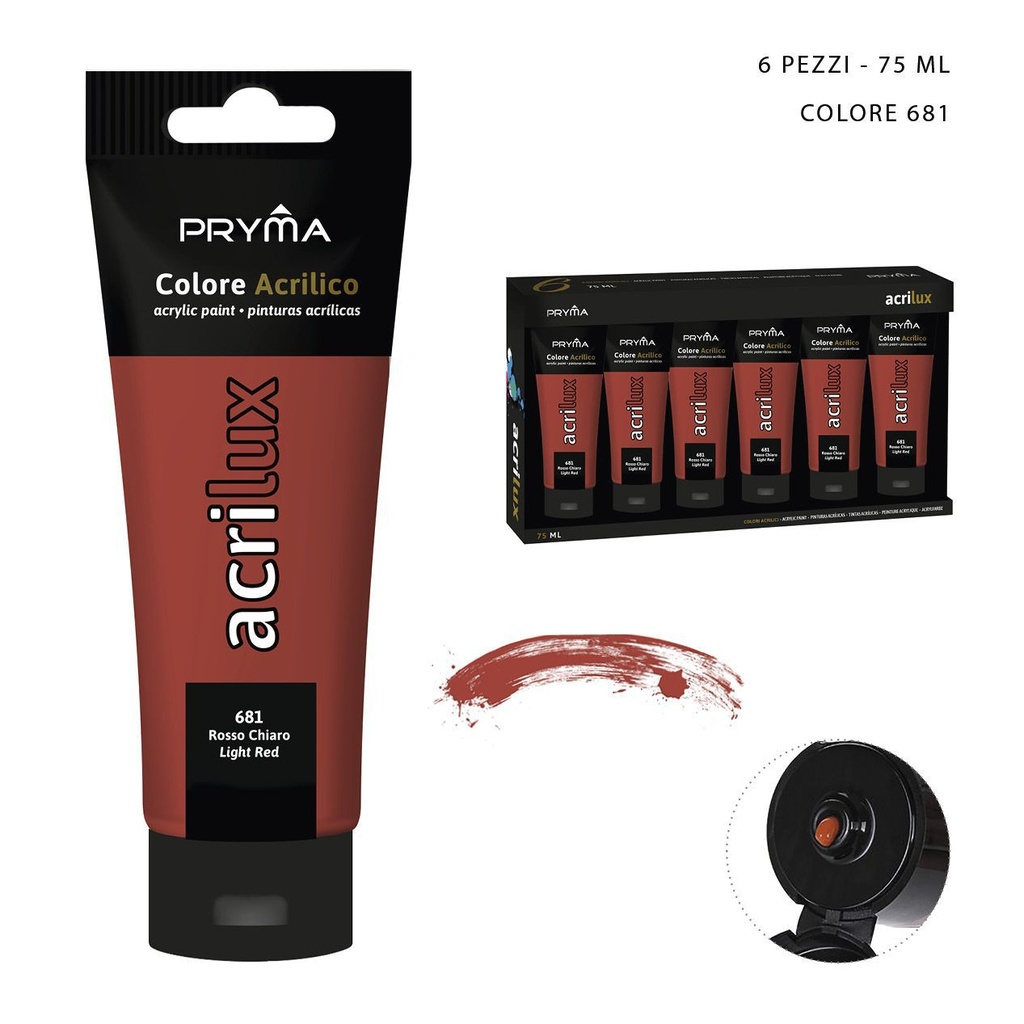 Pintura acrílica 75ML N.681 rojo claro - Material de arte