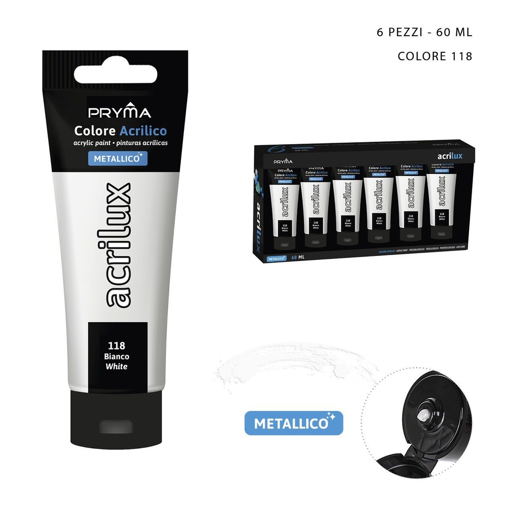 Pintura acrílica metálica 60ml N.118 blanco perlado - Pinturas para manualidades