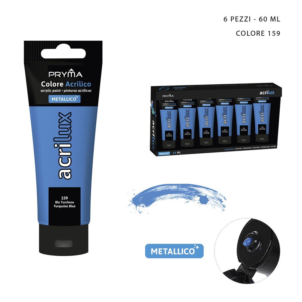 Pintura acrílica metálica 60ml N.159 azul turquesa - Pinturas para manualidades