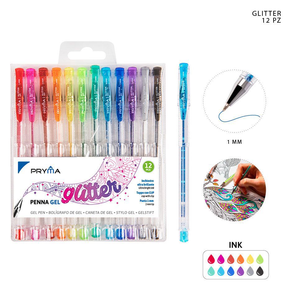 Bolígrafo de gel de colores 1 mm 12 piezas - Útiles de escritura