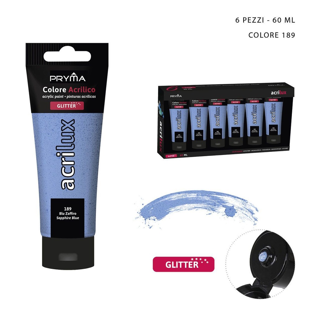 Pintura acrílica con purpurina 60ml N.189 azul zafiro - Pinturas para manualidades