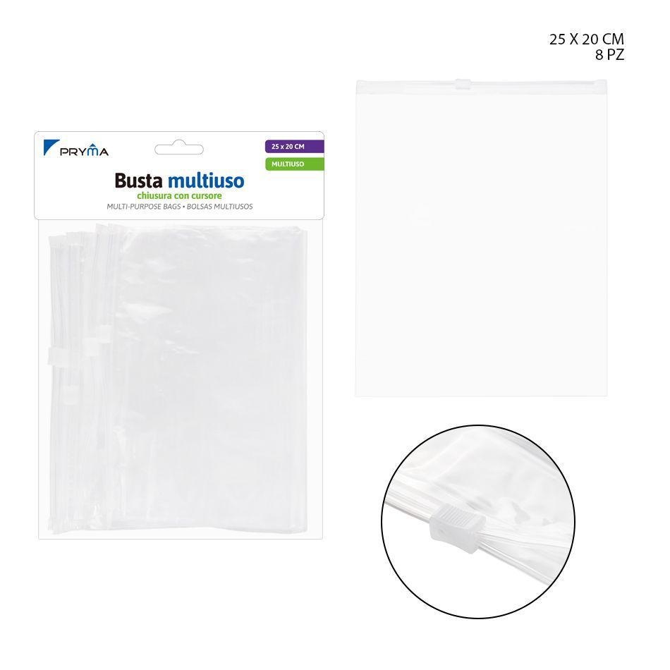 Bolsa multiuso con cierre deslizante 25X20CM 8PZ - Accesorios de almacenamiento