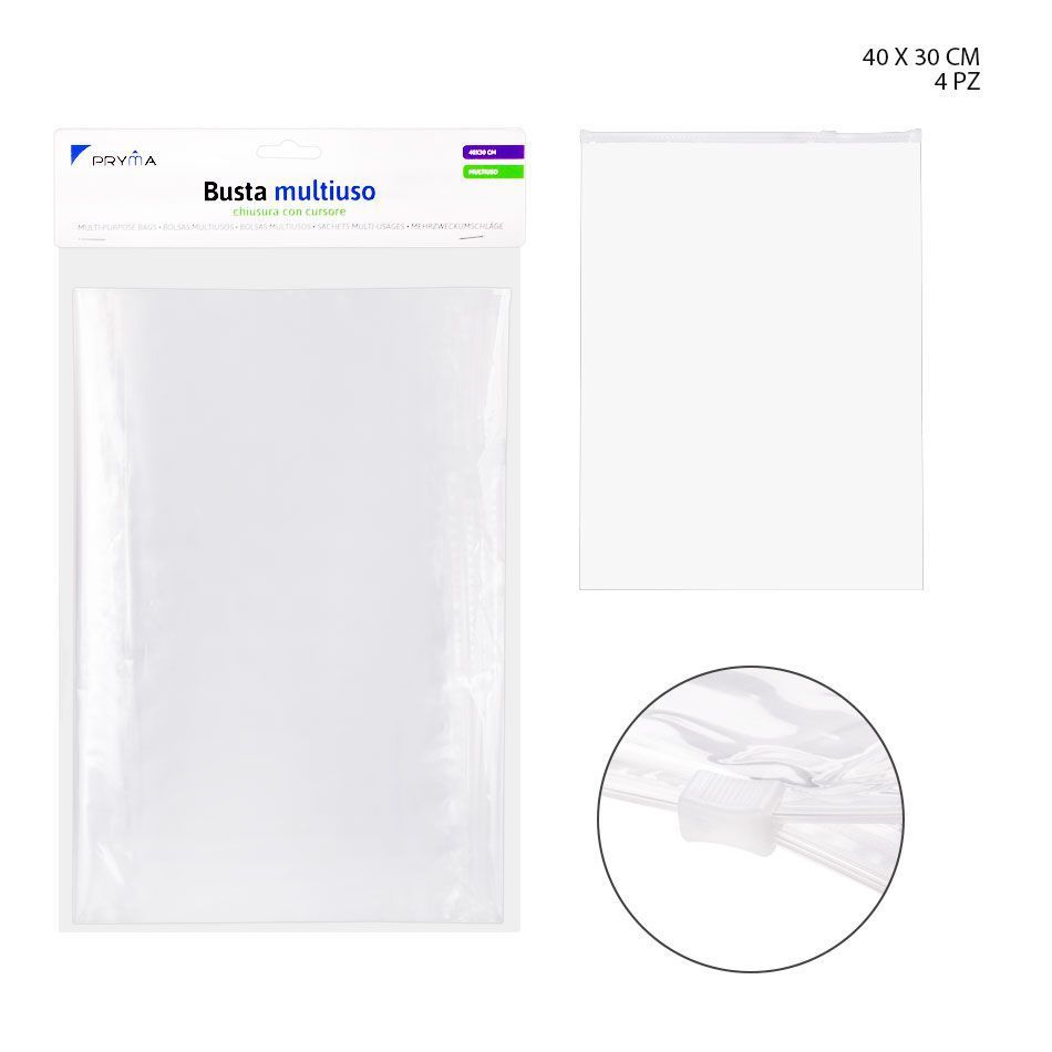 Bolsa multiuso con cierre cremallera 40X30CM 4PZ - Accesorios de almacenamiento