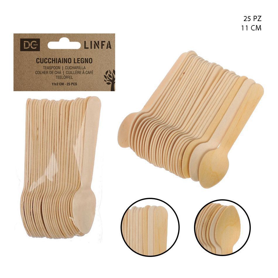 Cucharitas de madera 11x2cm 25pz - Accesorios de cocina y cucharitas desechables