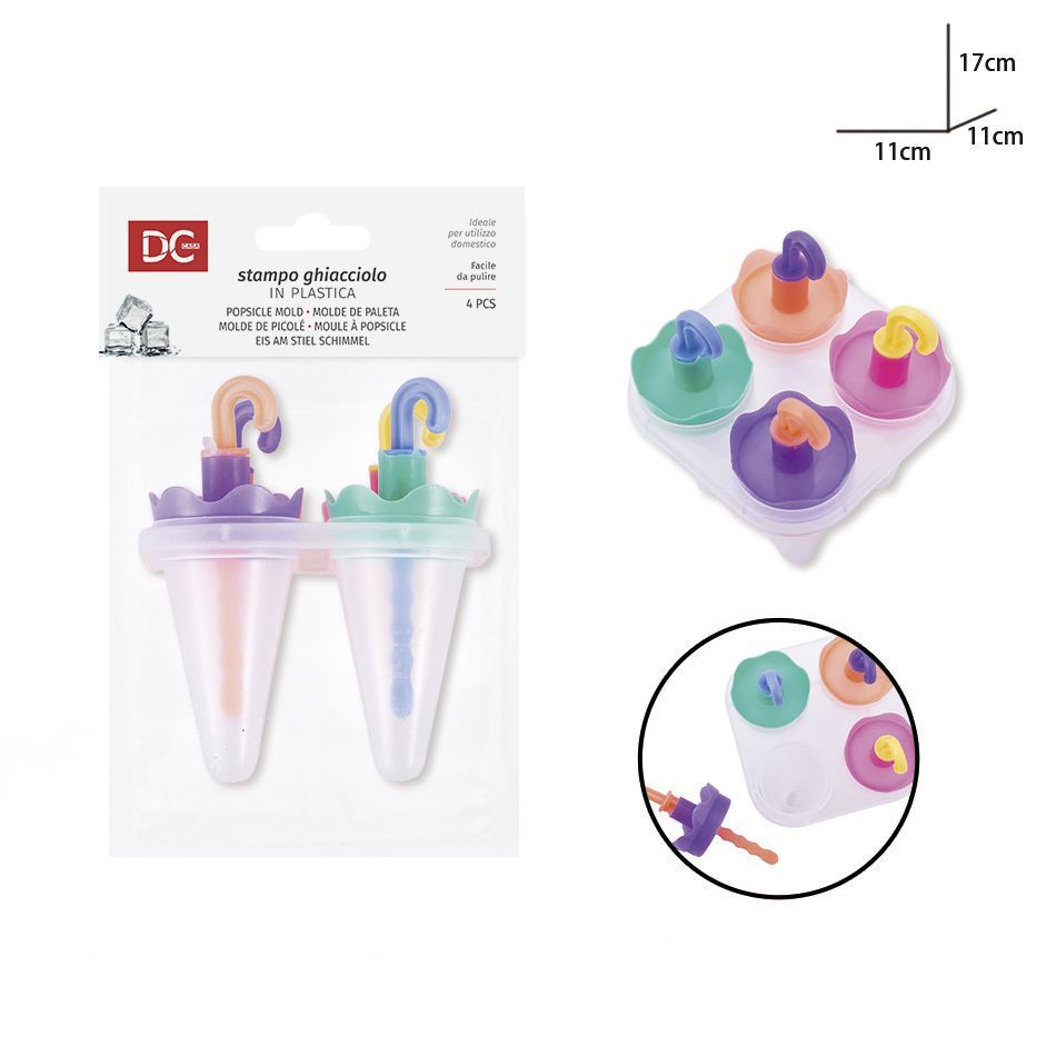 Molde de helados de plástico 11x11x17 cm 4 piezas - Utensilios de heladería