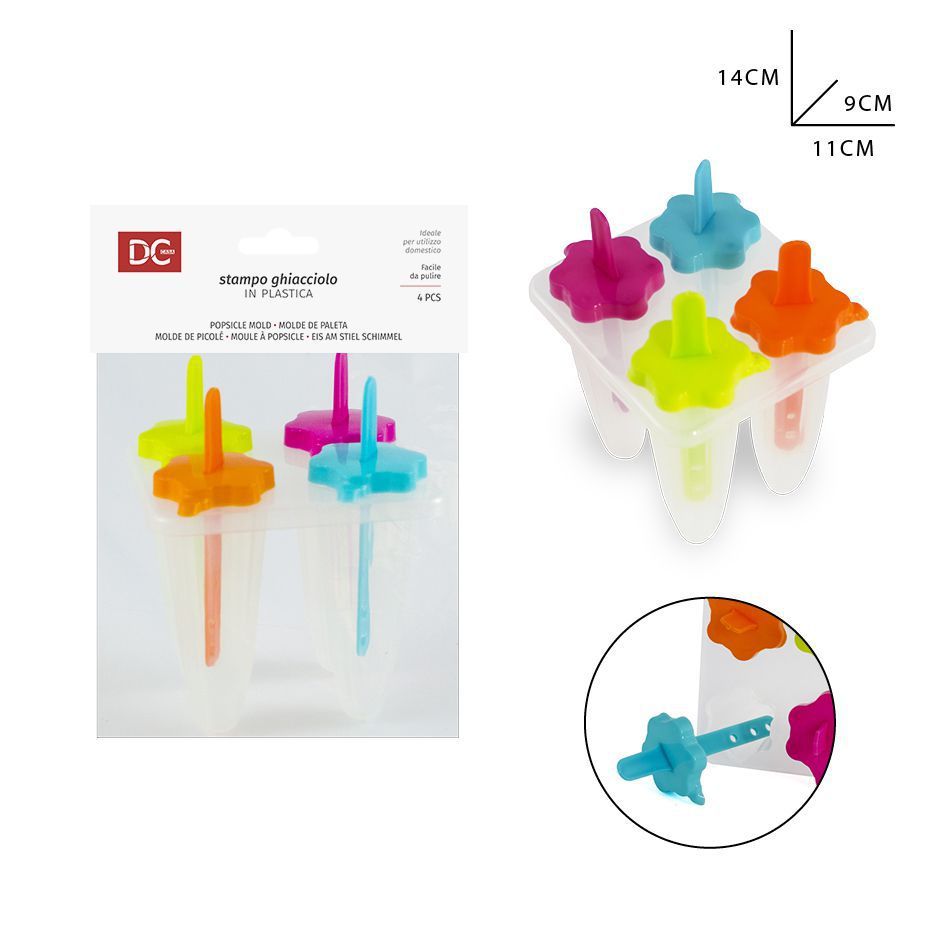Molde de helados de plástico 14x9x11 cm 4 piezas - Utensilios de heladería