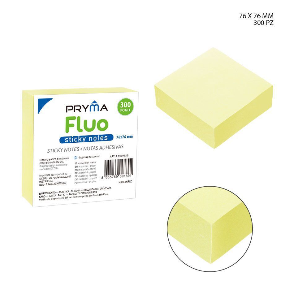 Nota adhesiva 76x76mm 300pzs color amarillo fluorescente - Papelería y organización
