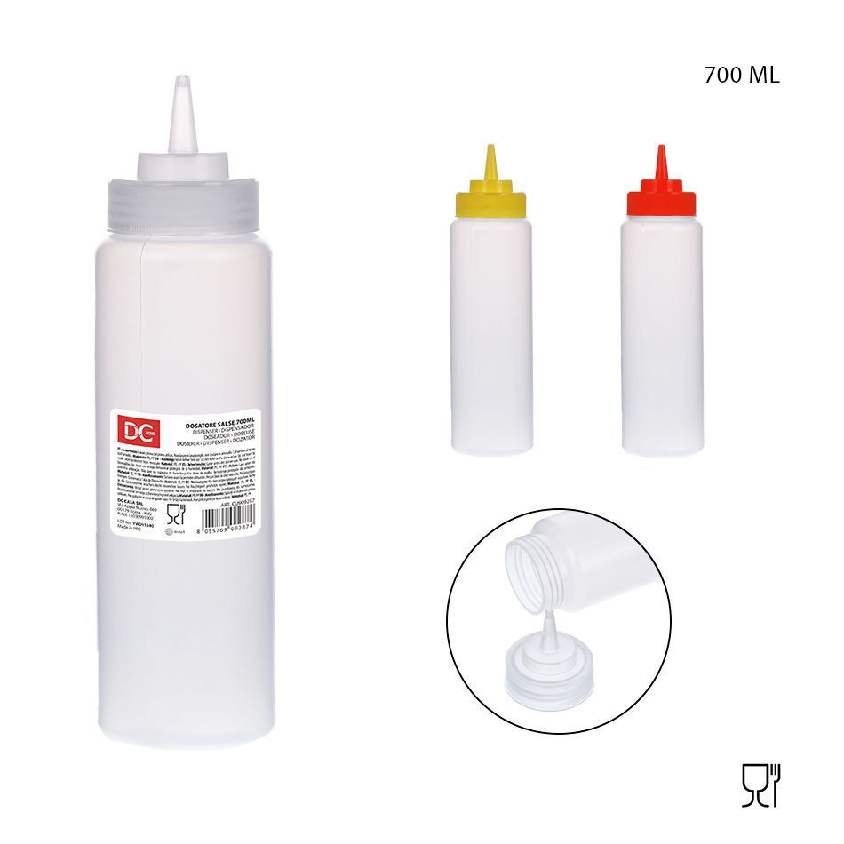Botella de plástico para salsa 25x6.7 cm 700 ml - Envase para salsas