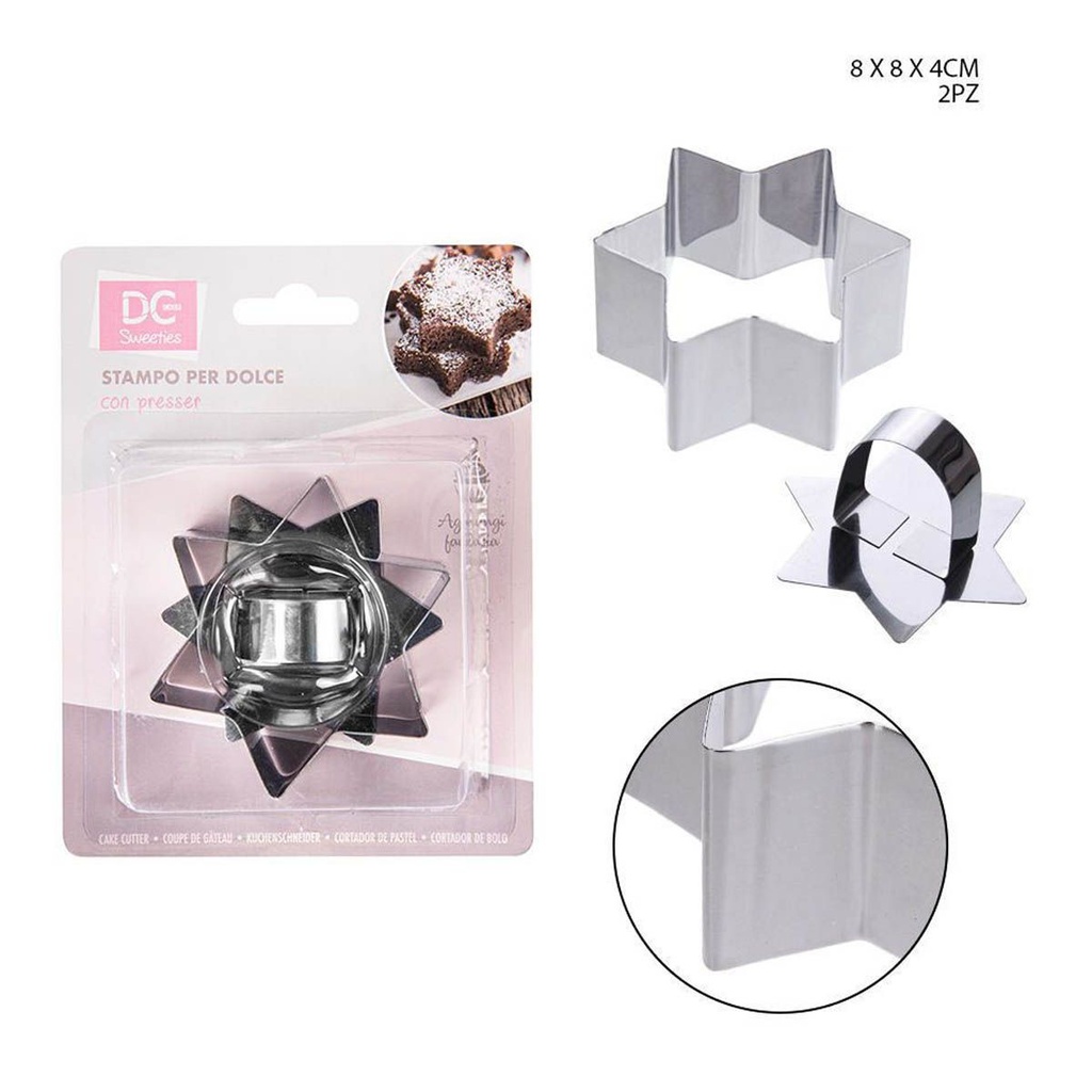 Molde de acero inoxidable en forma de estrella 8X8X4CM 2PZ - Utensilios de repostería