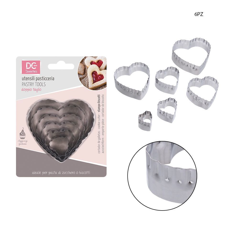 Moldes de acero inoxidable en forma de corazón 2.2-7.2x2.5cm 6 piezas - Utensilios de repostería