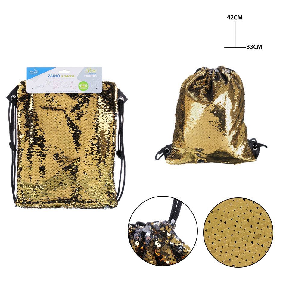 Bolsa con cordón de lentejuelas 42x33cm - Estuches y mochilas