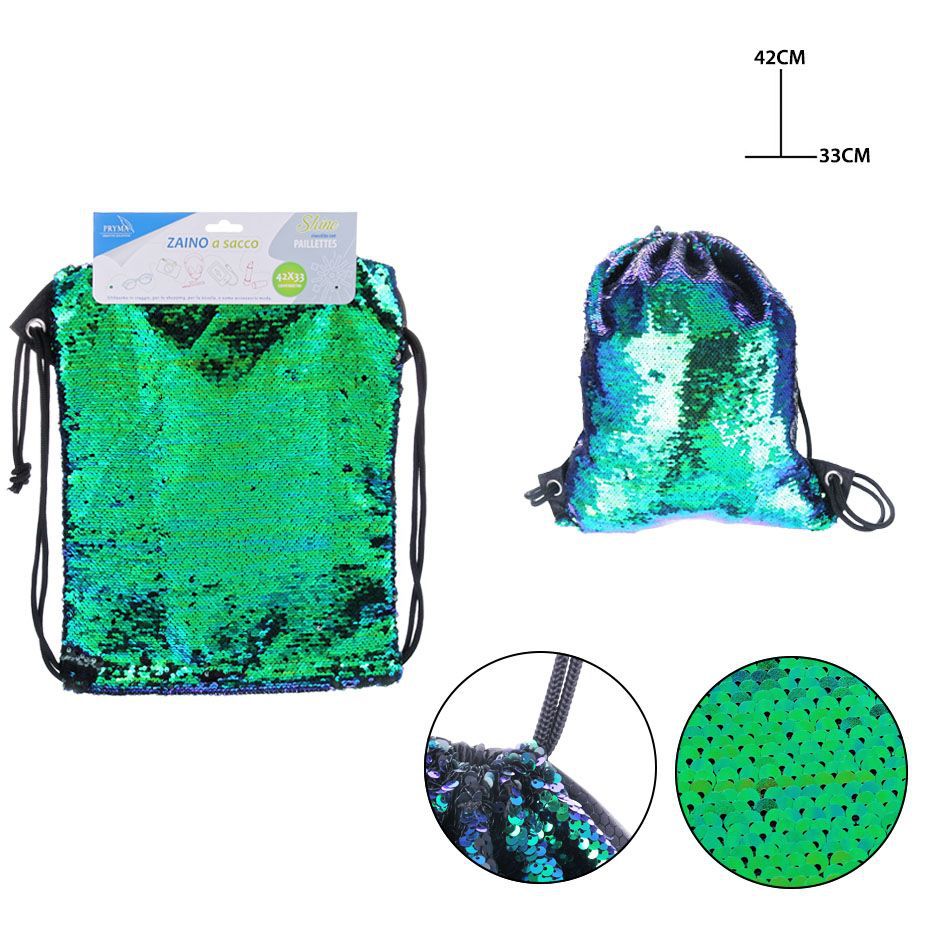 Bolsa con cordón de lentejuelas 42x33cm - Estuches y mochilas