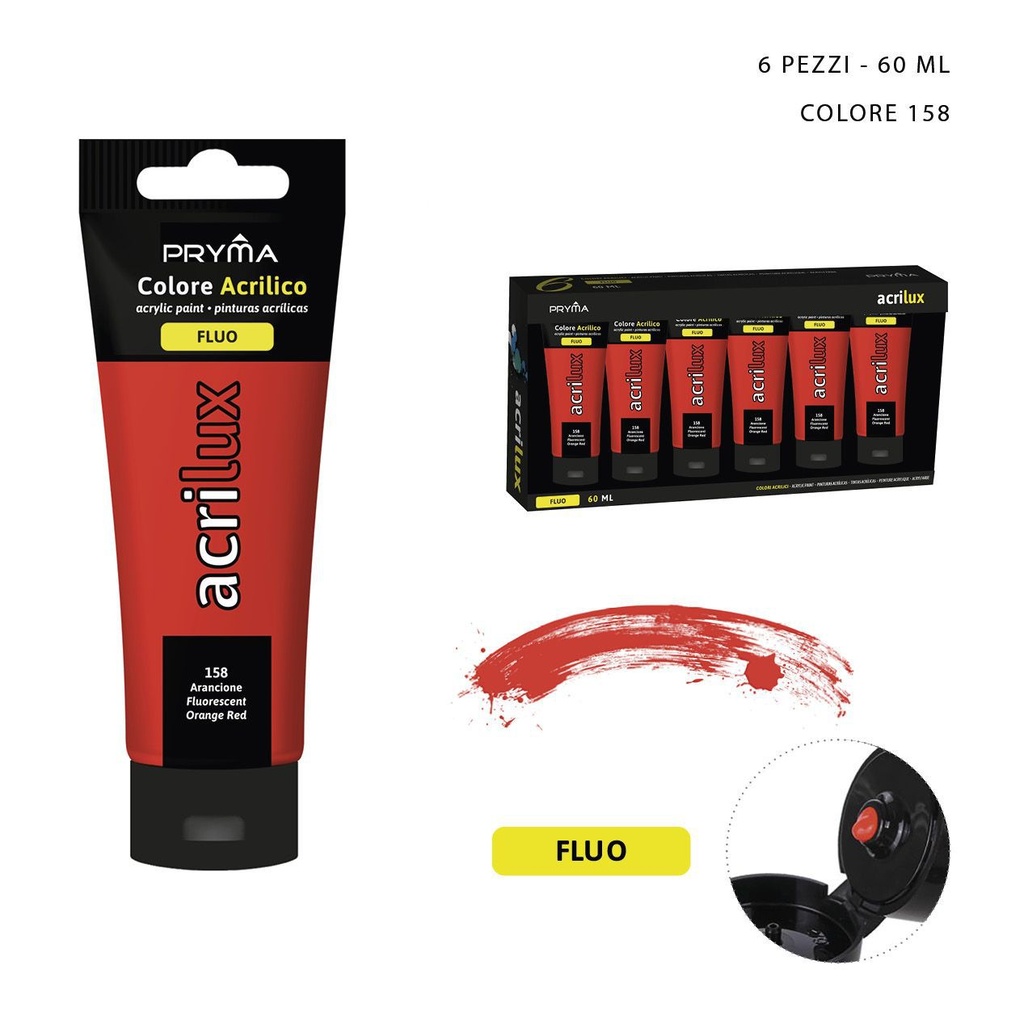 Pintura acrílica fluorescente 60ML N.158 naranja - Material de arte