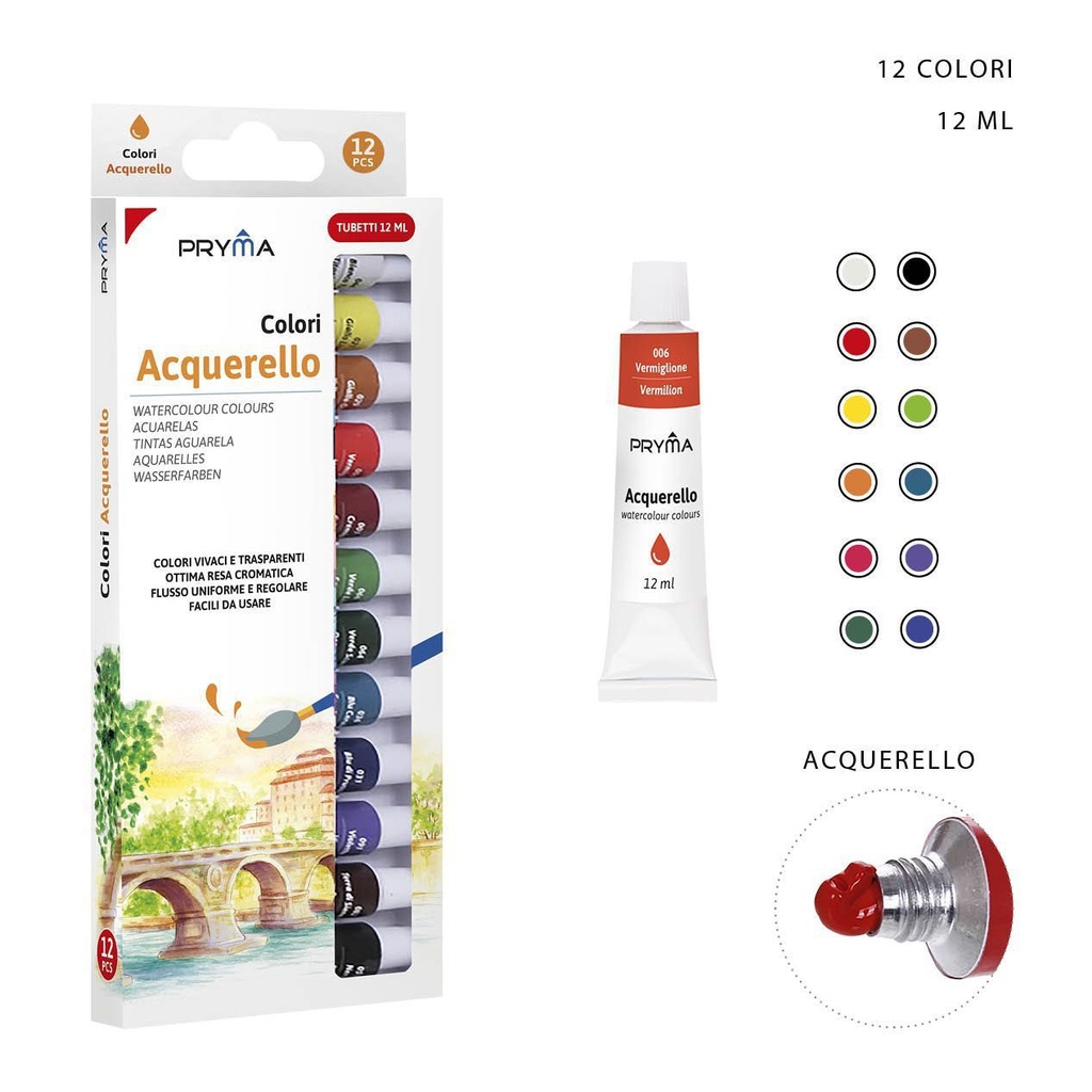 Pintura de acuarela 12ML 12PZ - Material artístico
