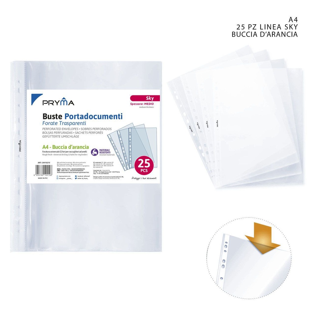 Fundas de piel multitaladro serie SKY A4 25 pzs - Material de oficina