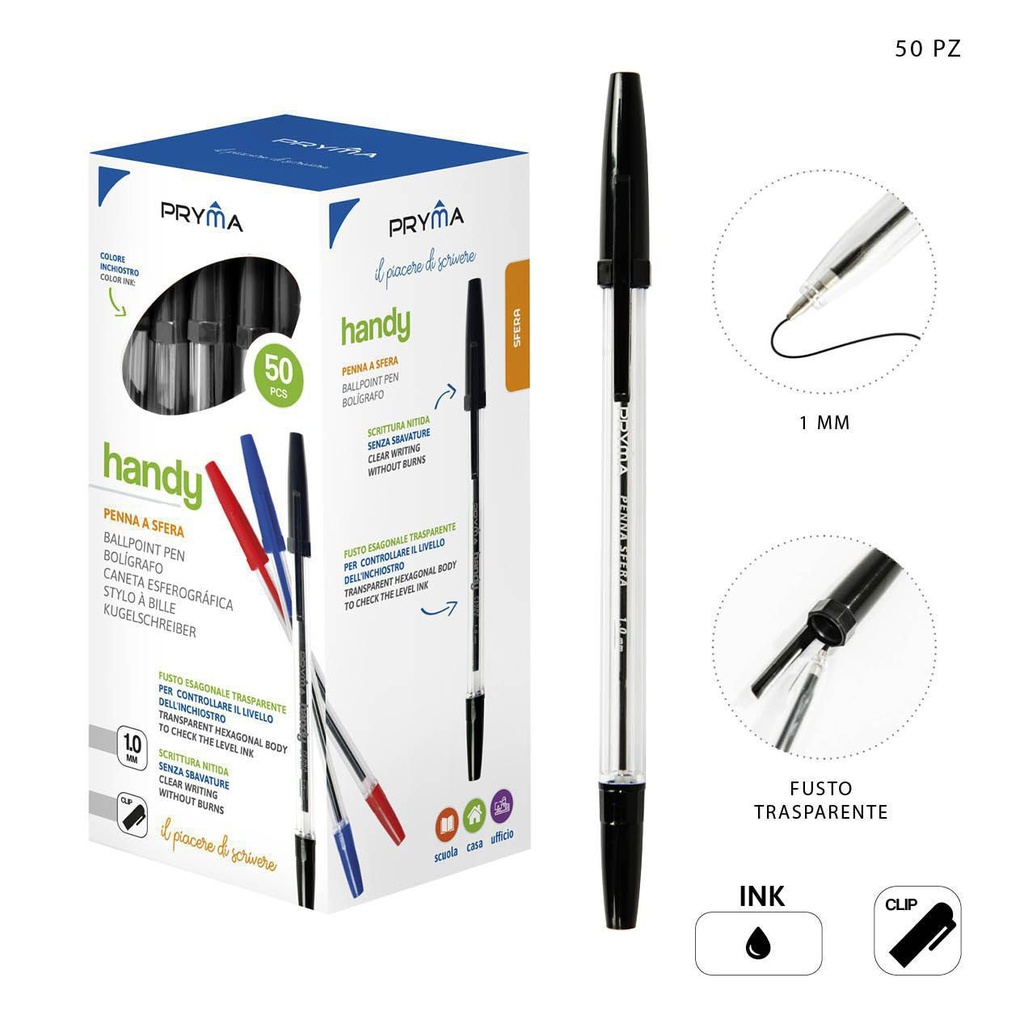 Bolígrafo con tapa 1mm negro - Utensilios de escritura y papelería