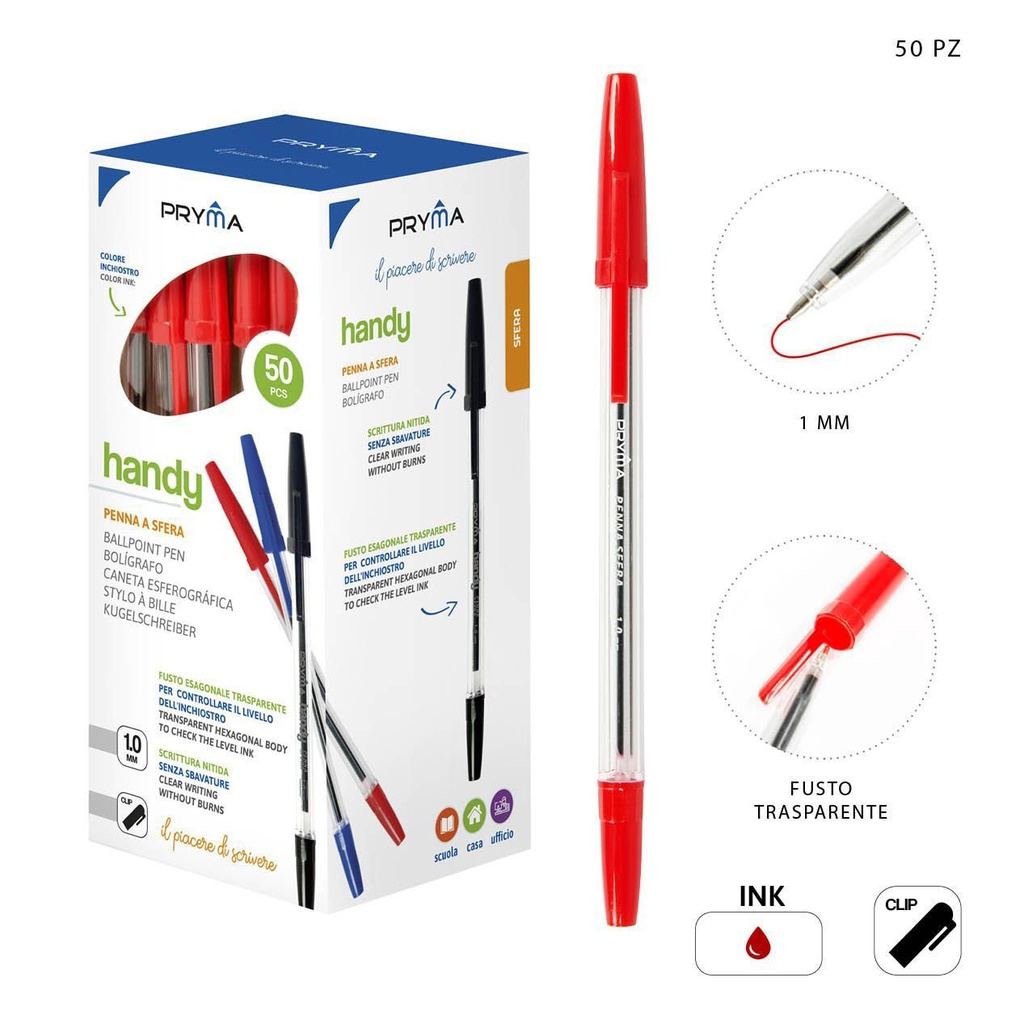 Bolígrafo con tapa 1mm rojo - Utensilios de escritura y papelería