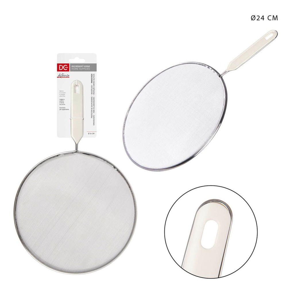 Antisalpicaduras maya con mango blanco de 24 cm - Accesorios de cocina
