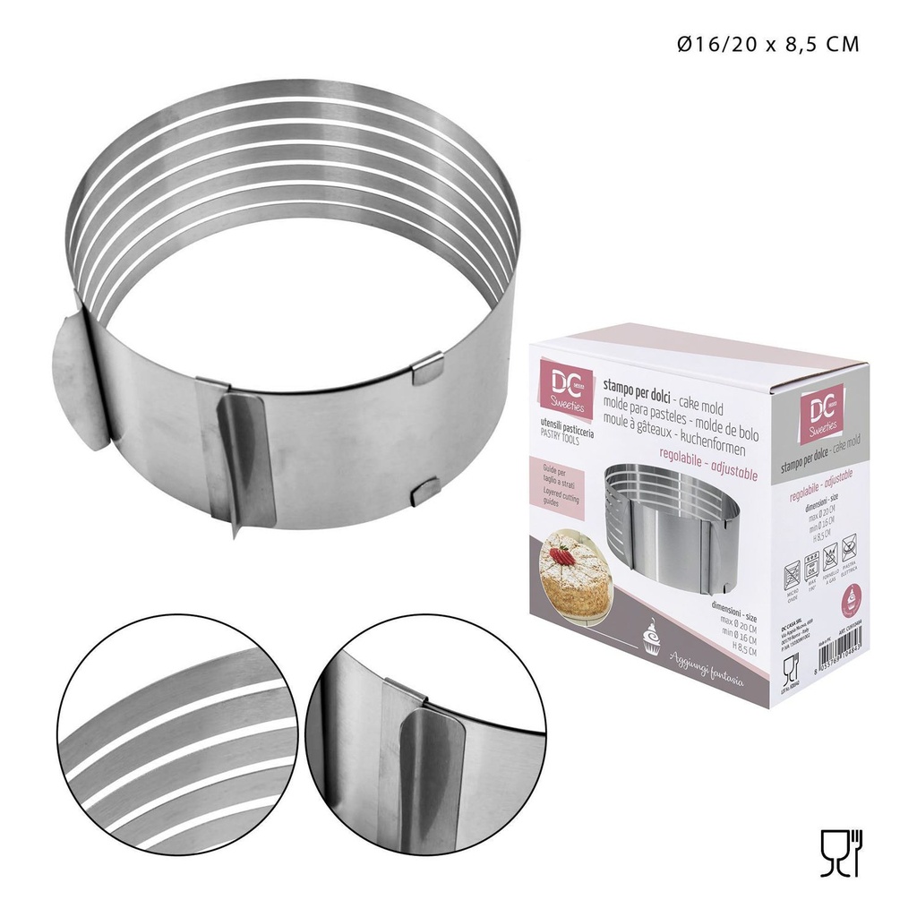 Molde ajustable redondo para pasteles 16-20x8.5 cm - Utensilios de repostería