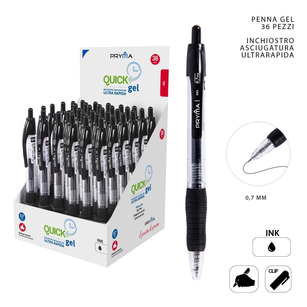 Bolígrafo clic gel secado rápido 0.7mm (N) - Material de oficina y papelería