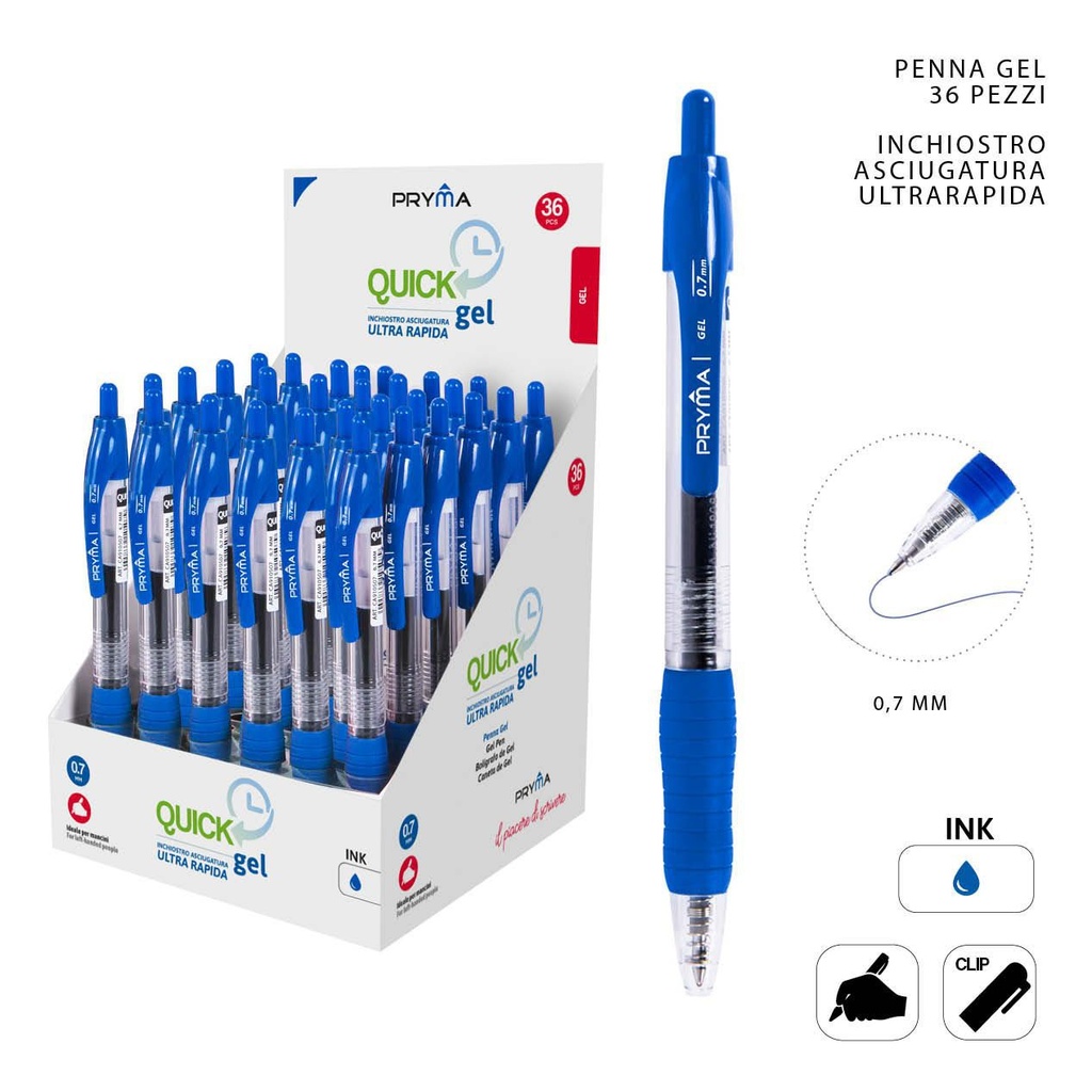Bolígrafo clic gel secado rápido 0.7mm (A) - Material de oficina y papelería